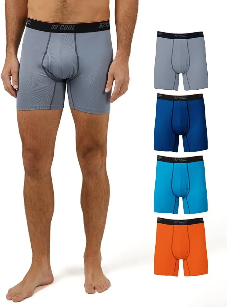 32 Degrees Men??s 4 Pack Cool Active Boxer Brief | Anti-Odor | Quick Drying | 4-Way Stretch