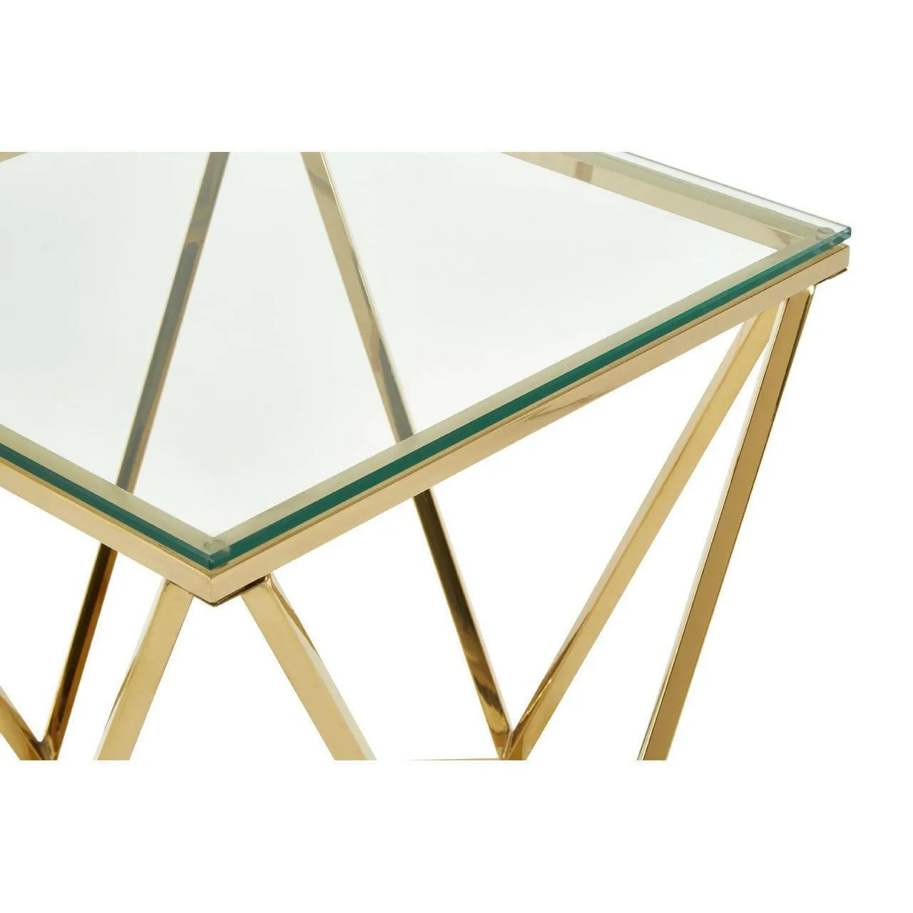 Allez Small Gold Finish Twist End Side Table