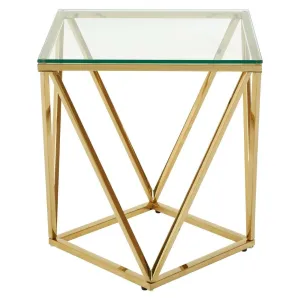 Allez Small Gold Finish Twist End Side Table
