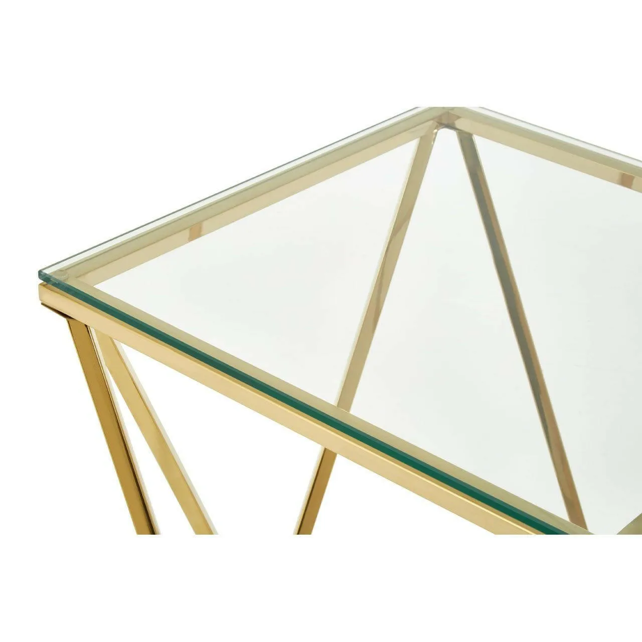 Allez Small Gold Finish Twist End Side Table