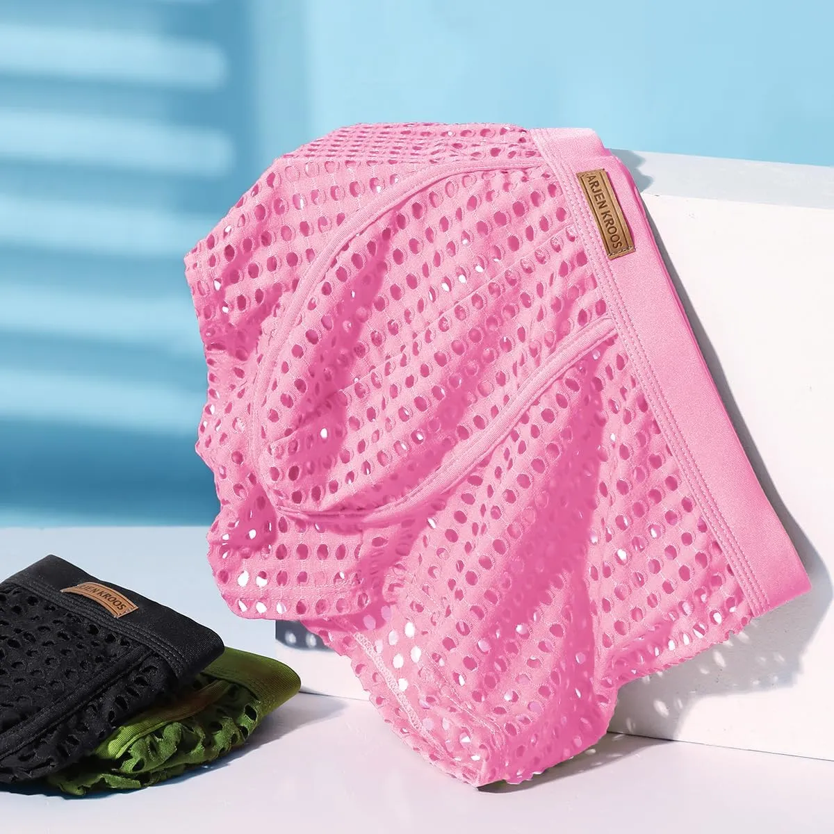 Arjen Kroos Mens Boxer Briefs Breathable Hot Mesh Underwear