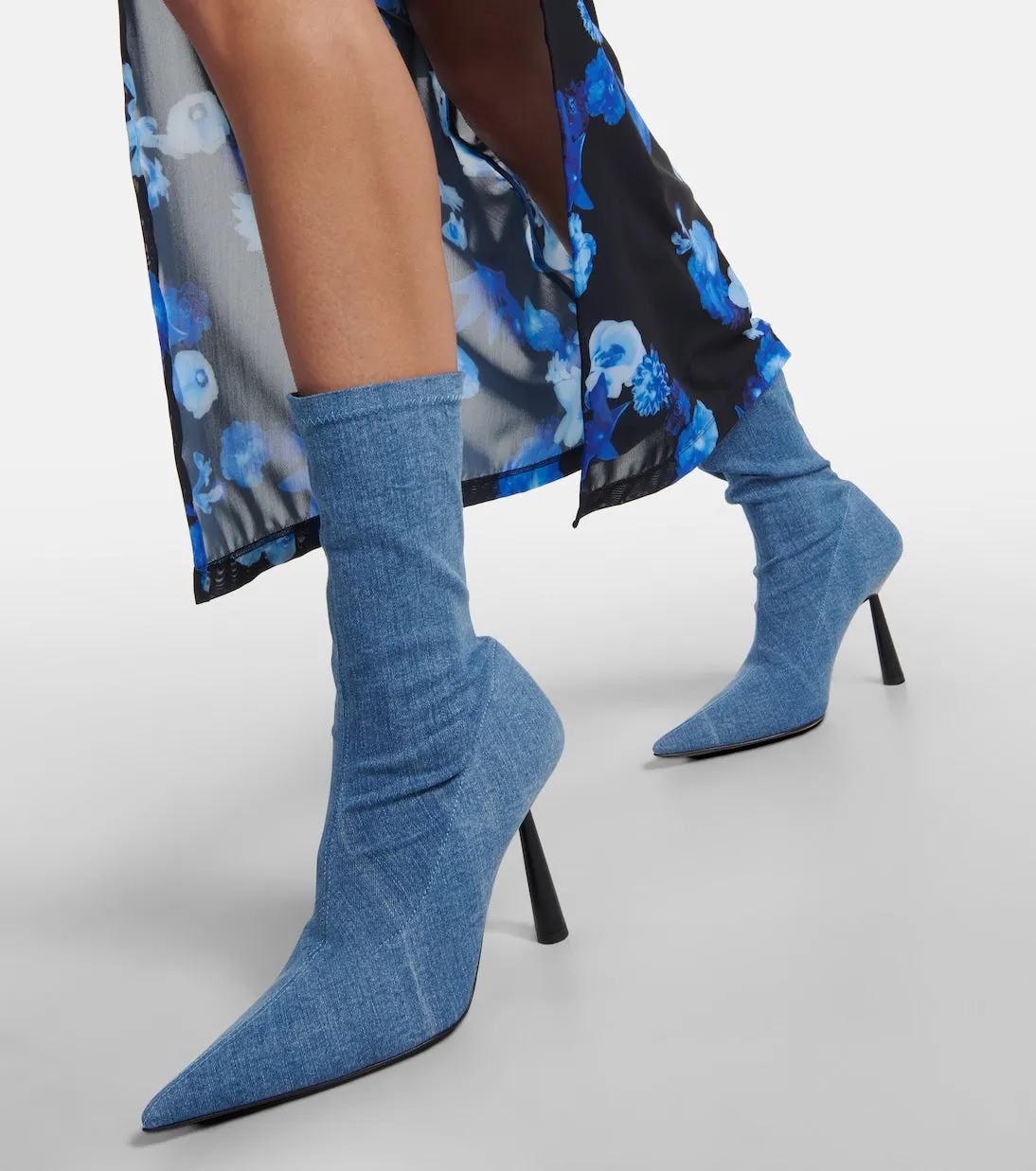 Barthelise Gia Borghini denim ankle boots, blue