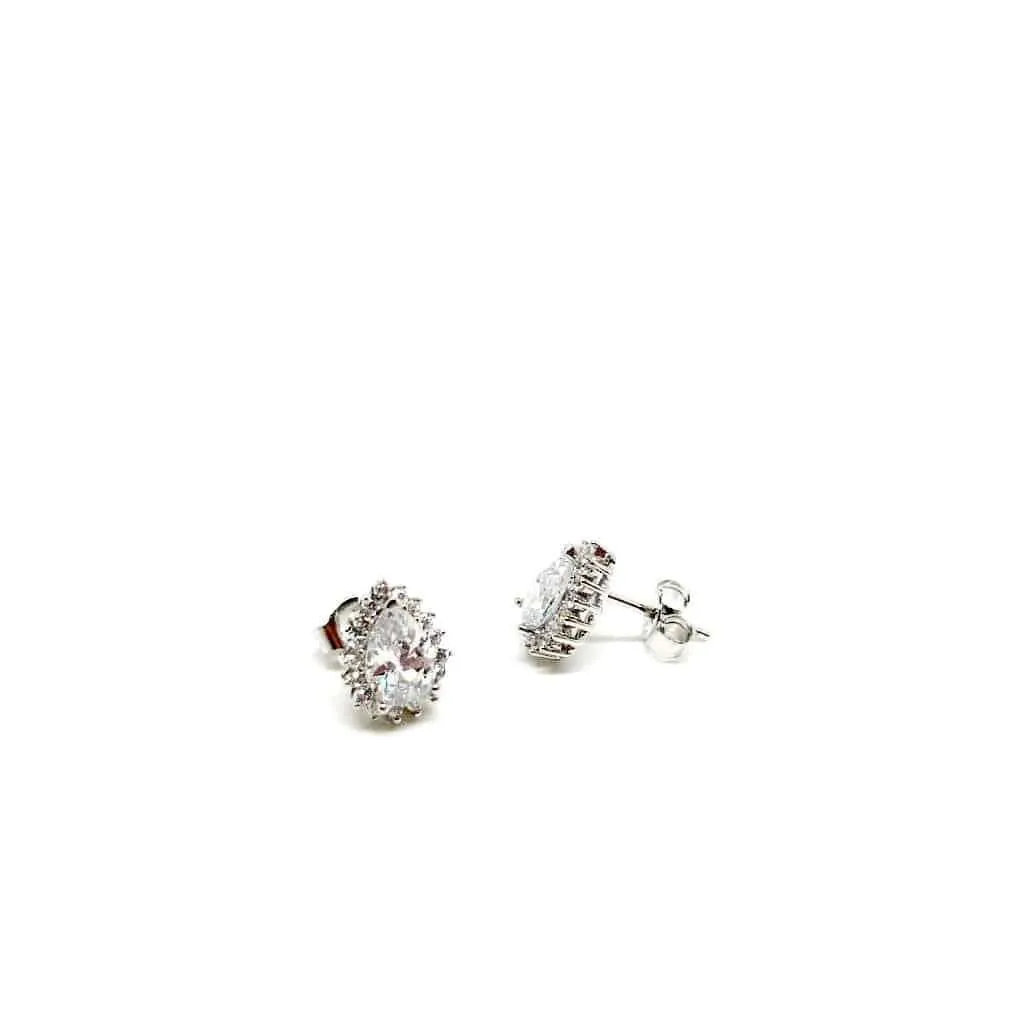 Beautiful Sterling Silver Drop Stud Earrings. Red, Purple and White Available