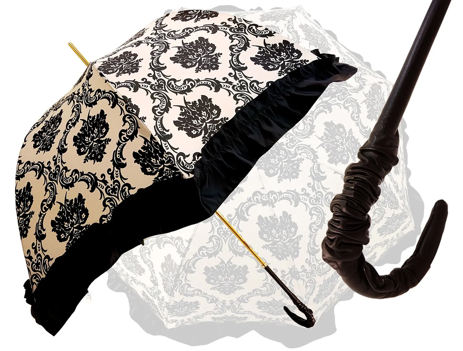Black & White Ruffle Umbrella Italian Glamour