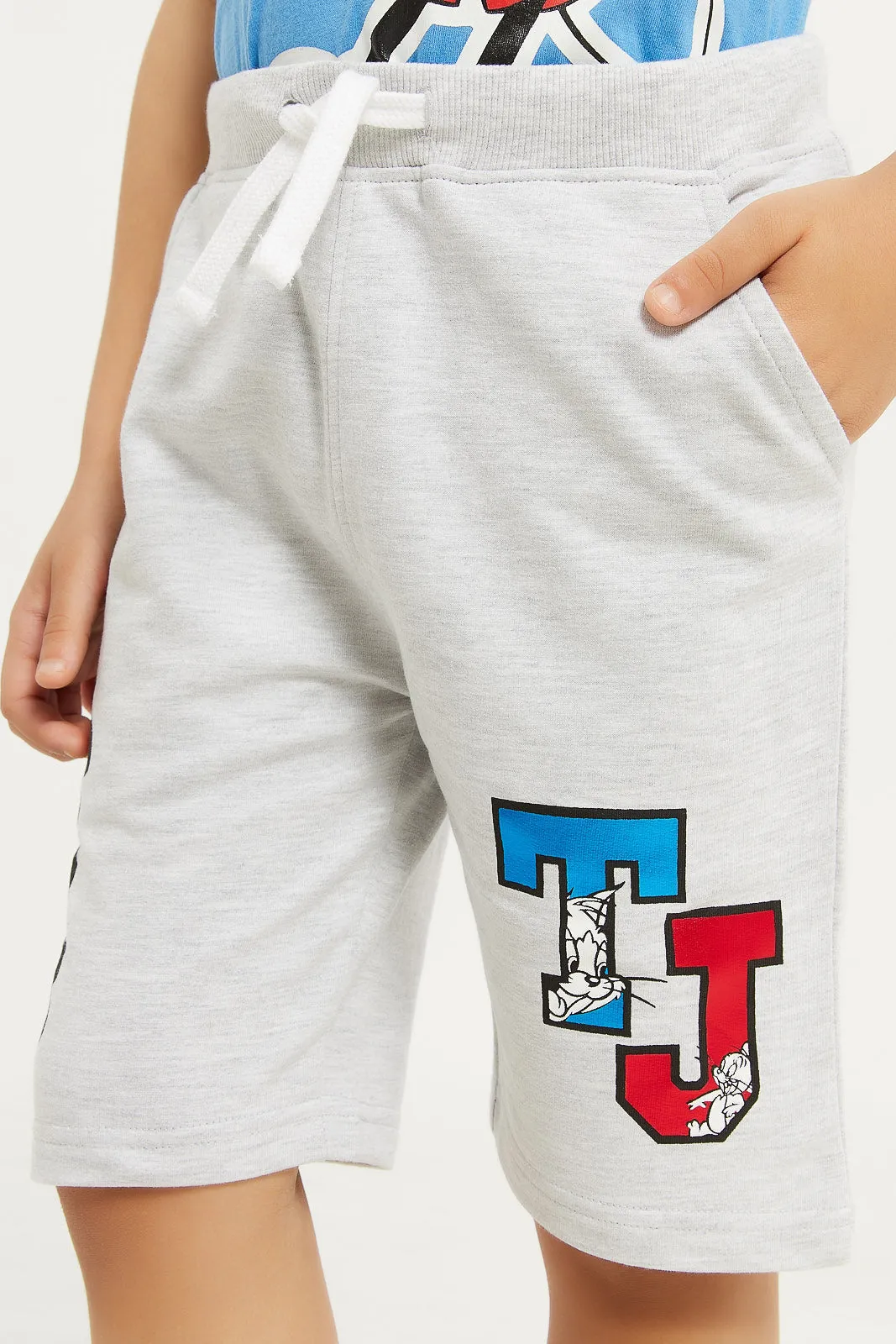 Boys Grey Tom And Jerry Elasticated Waist Short