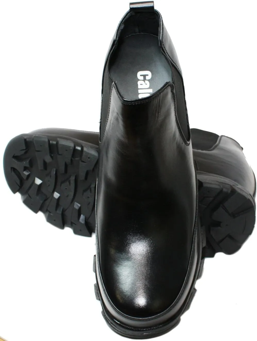 Calden Men's Invisible Height Increasing Elevator Shoes - Black Leather Slip-on Hiking-style Ankle Boots - 4.9 Inches Taller - K332011 - Size 8 D(M) US