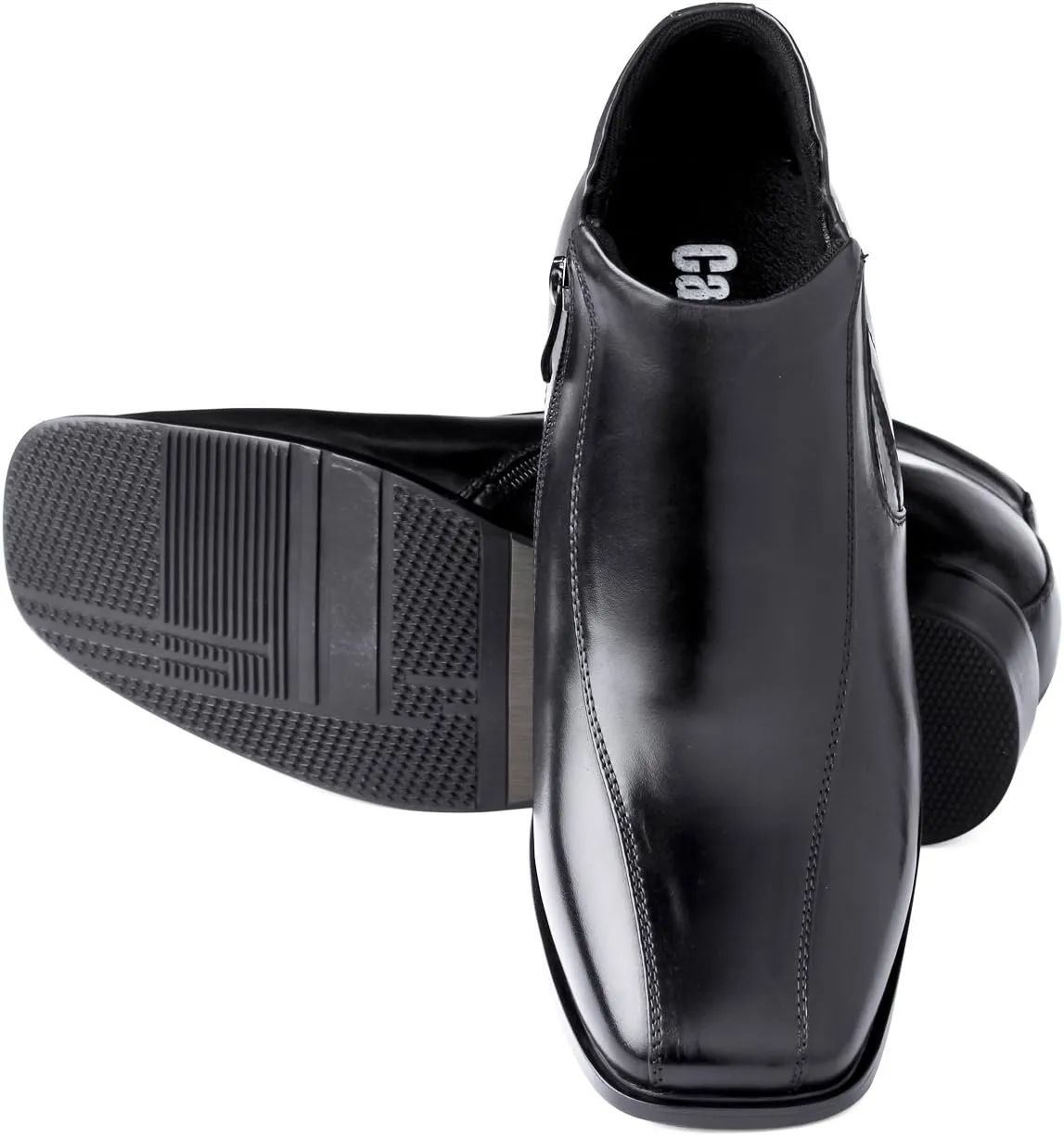 Calden Men's Invisible Height Increasing Elevator Shoes - Black Premium Leather Zipper Dress Boots - 3.2 Inches Taller - K99805 - Size 10 D(M) US
