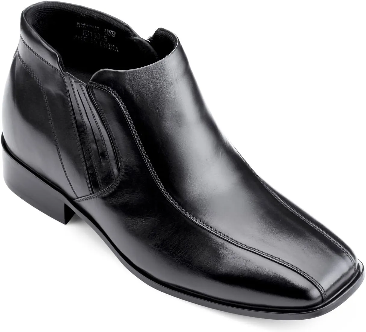 Calden Men's Invisible Height Increasing Elevator Shoes - Black Premium Leather Zipper Dress Boots - 3.2 Inches Taller - K99805 - Size 10 D(M) US