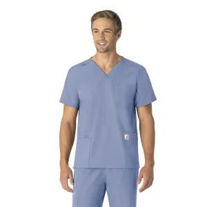 Carhartt Force Essentials Unisex V-Neck 6-Pocket Scrub Top - Ceil Blue
