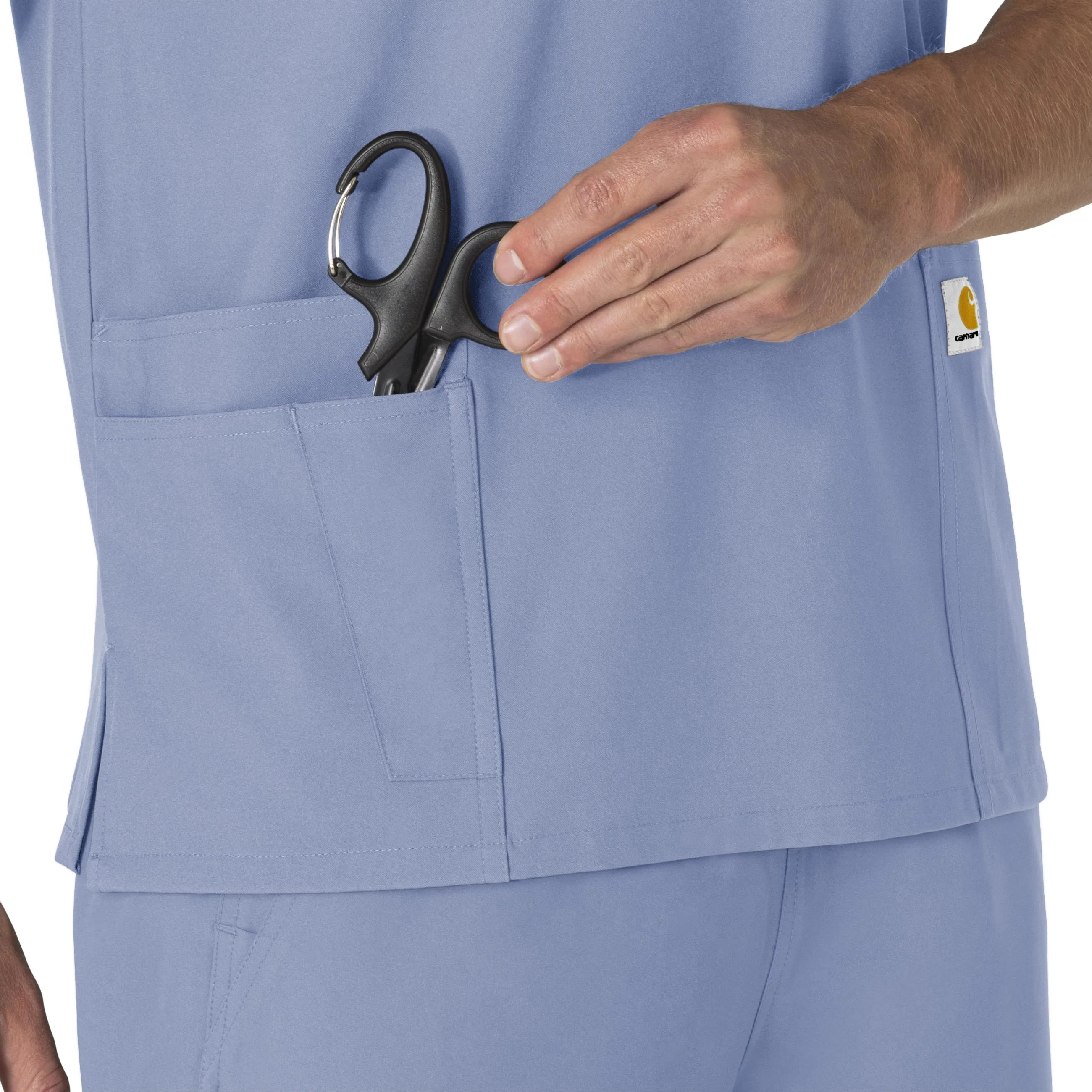 Carhartt Force Essentials Unisex V-Neck 6-Pocket Scrub Top - Ceil Blue