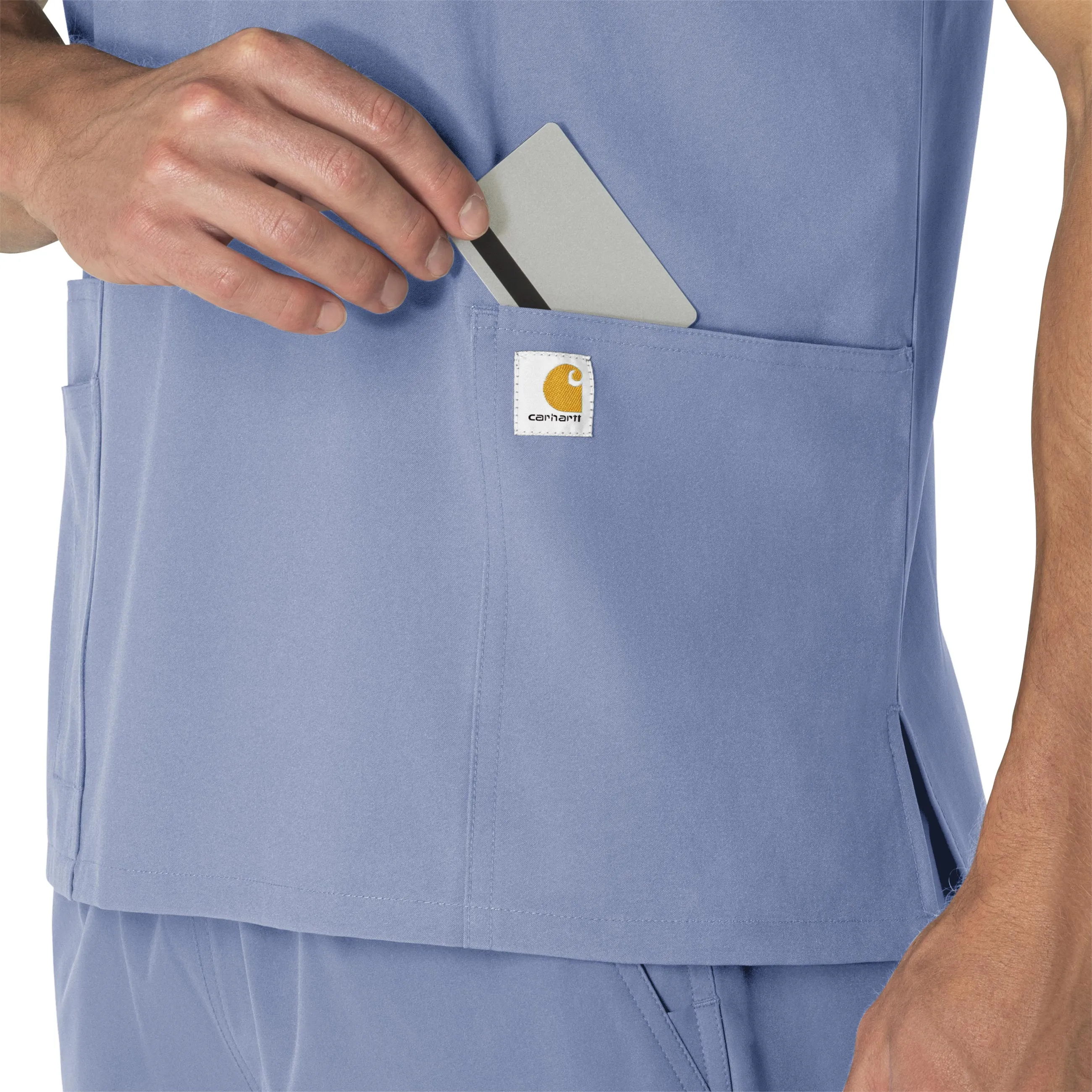 Carhartt Force Essentials Unisex V-Neck 6-Pocket Scrub Top - Ceil Blue