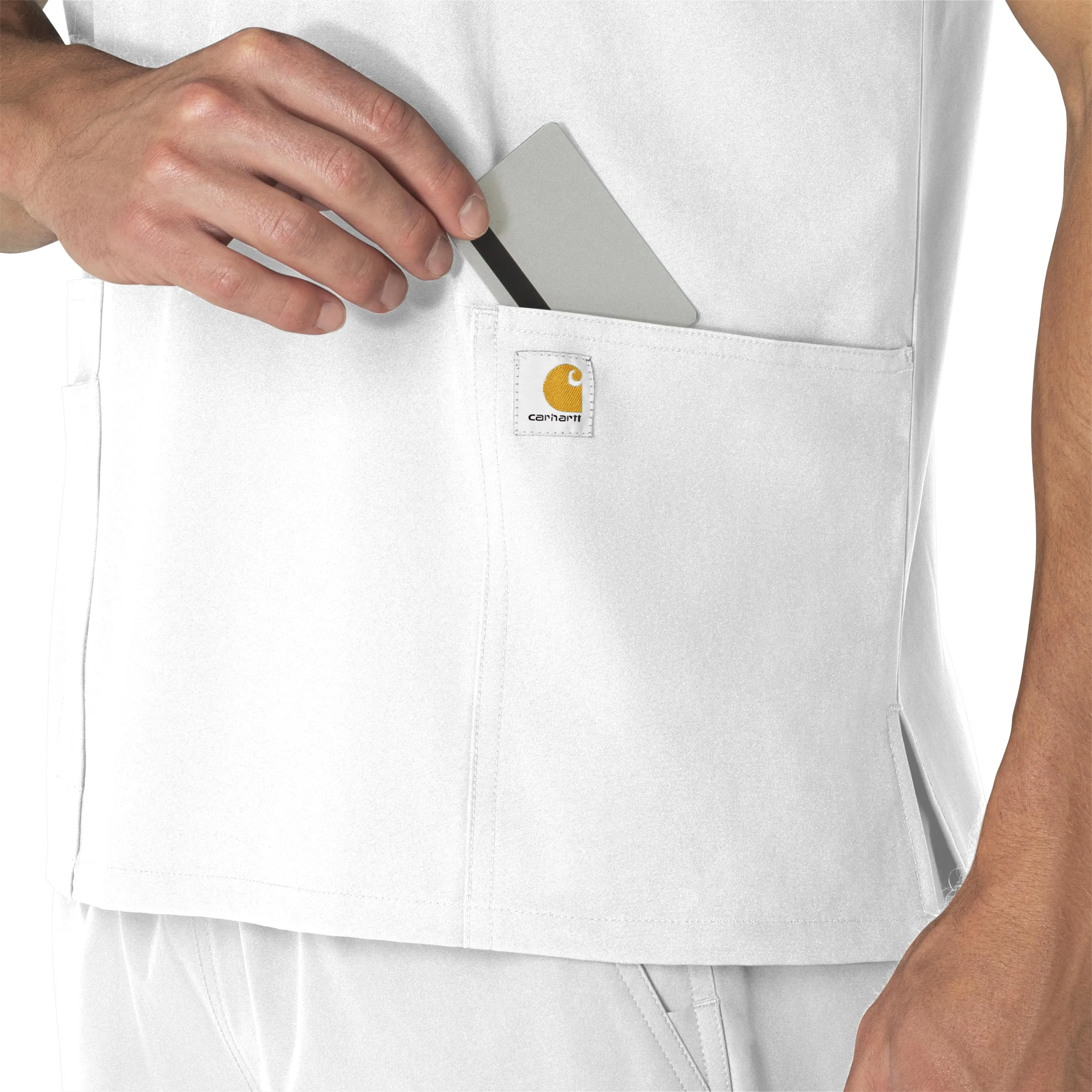 Carhartt Force Essentials Unisex V-Neck 6-Pocket Scrub Top - White
