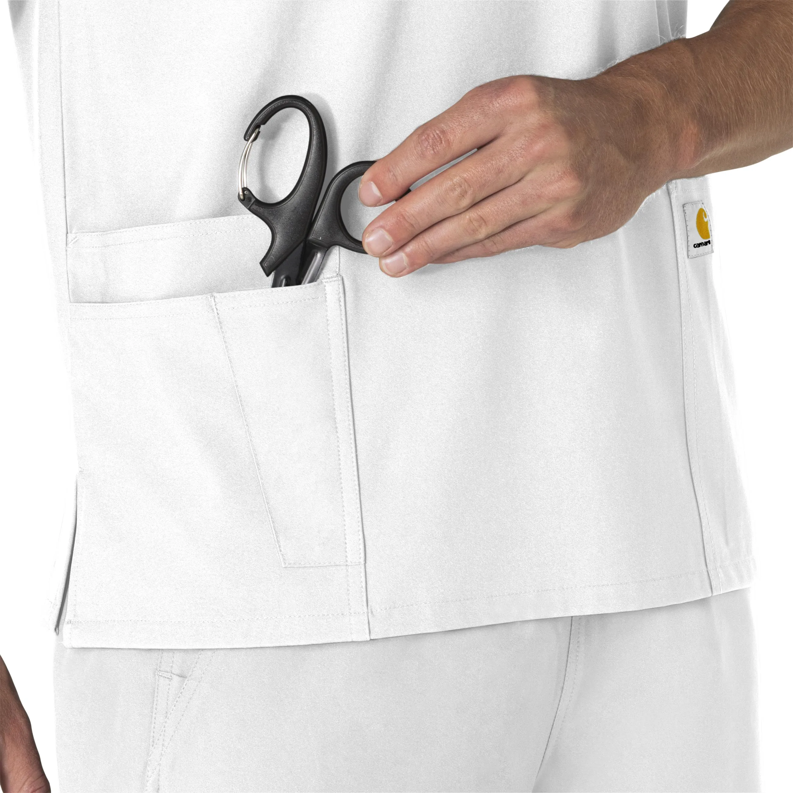 Carhartt Force Essentials Unisex V-Neck 6-Pocket Scrub Top - White