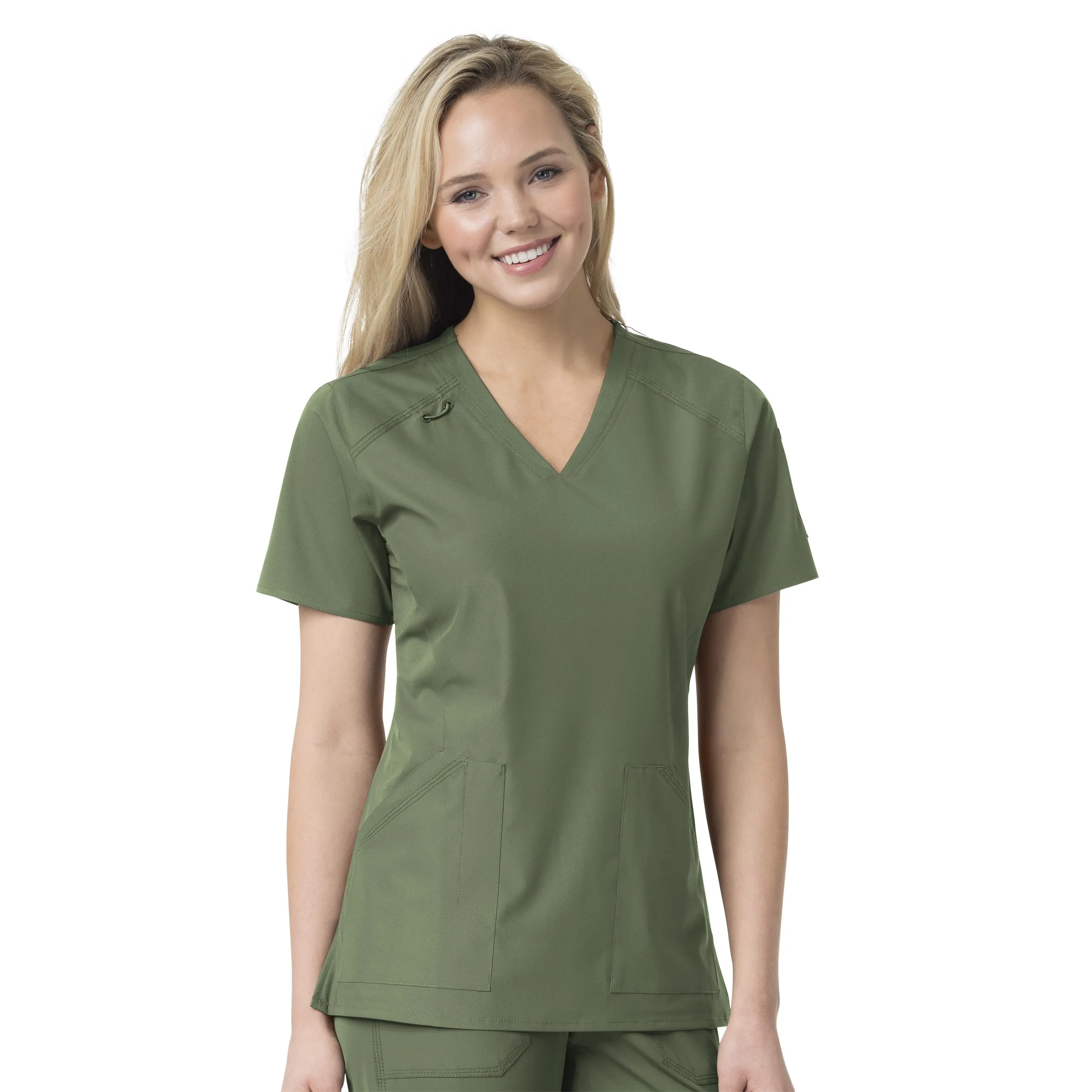 Carhartt Force Liberty Women's Multi-Pocket V-Neck Scrub Top - Olive