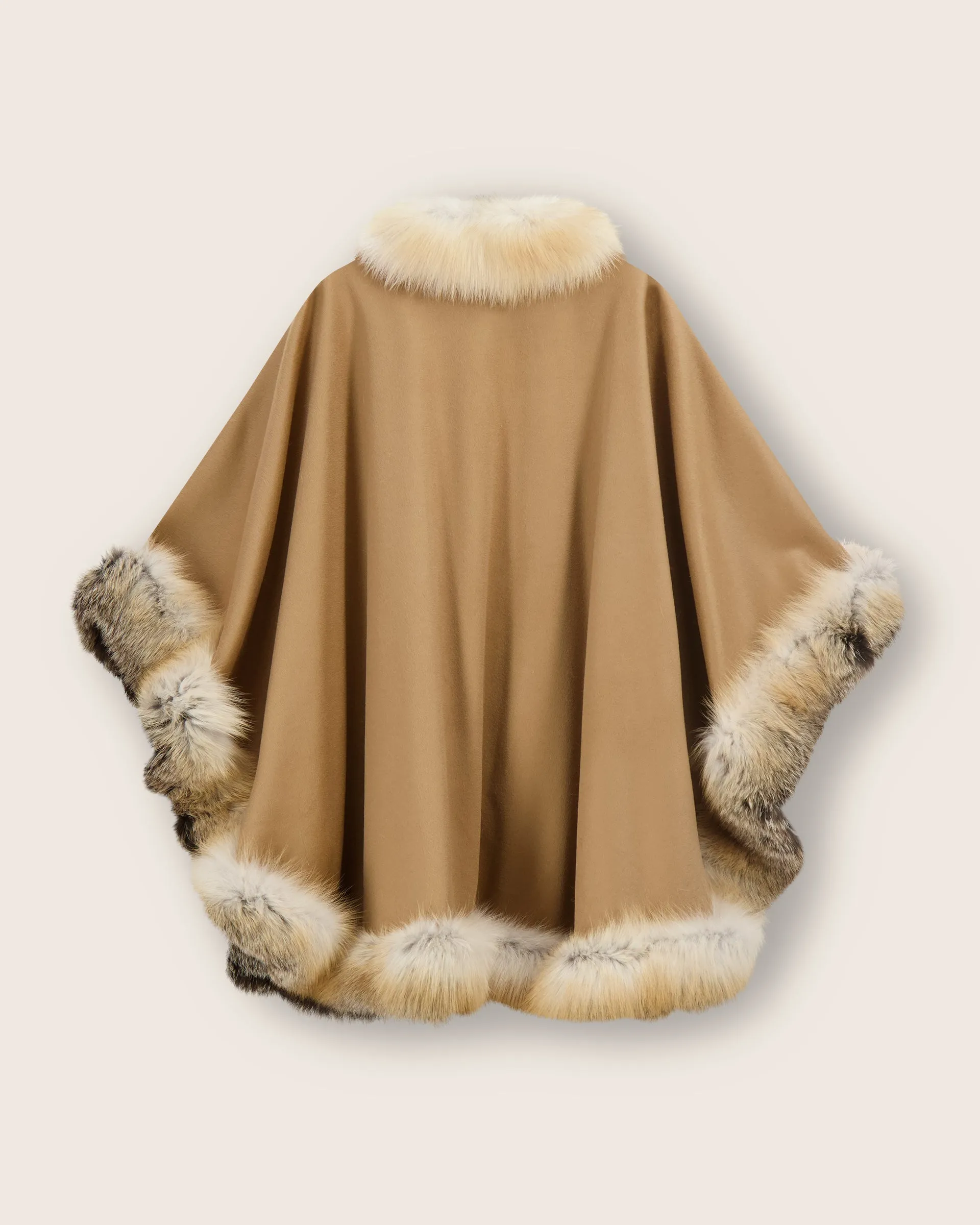 Cervinia Fur Trimmed Cashmere Cape Classic Length