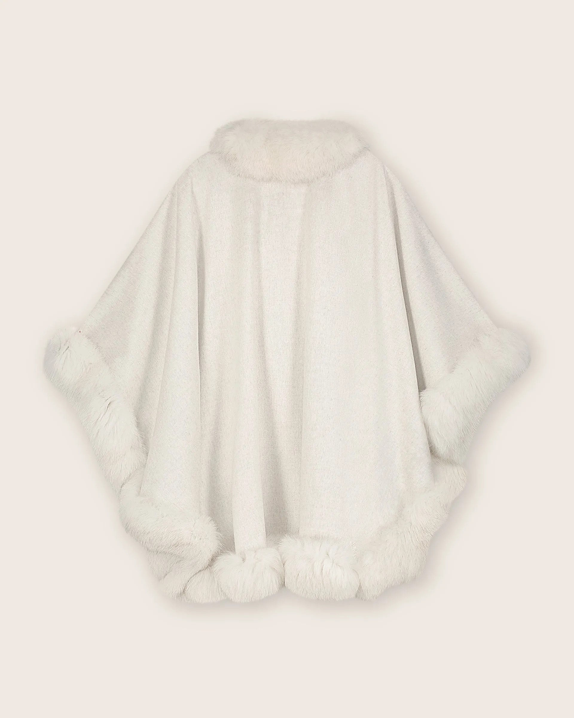 Cervinia Fur Trimmed Cashmere Cape Classic Length