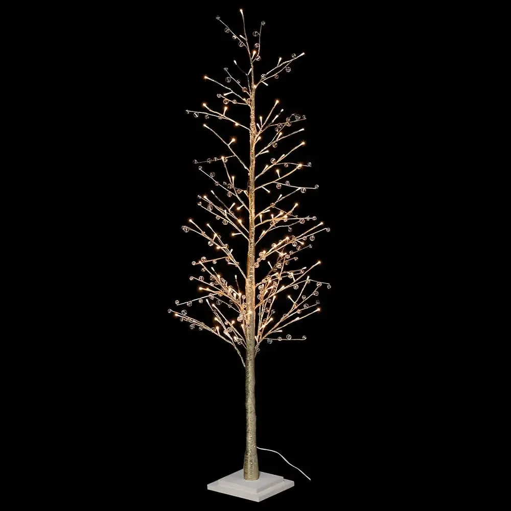 Champagne Beaded Tree Lit Warm White LEDs