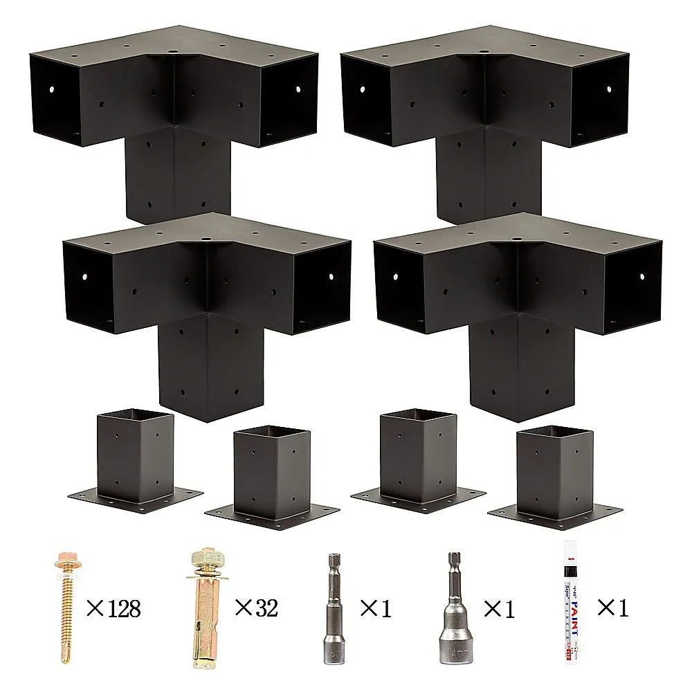 Durable Steel Pergola Brackets Set, Matte Black   Coffee Screen