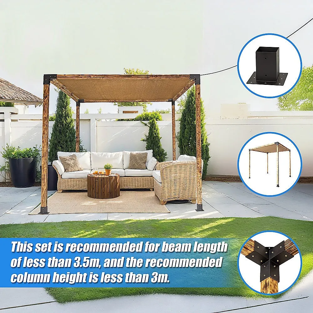 Durable Steel Pergola Brackets Set, Matte Black   Coffee Screen