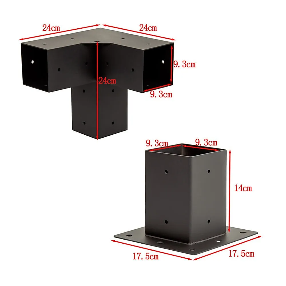 Durable Steel Pergola Brackets Set, Matte Black   Coffee Screen