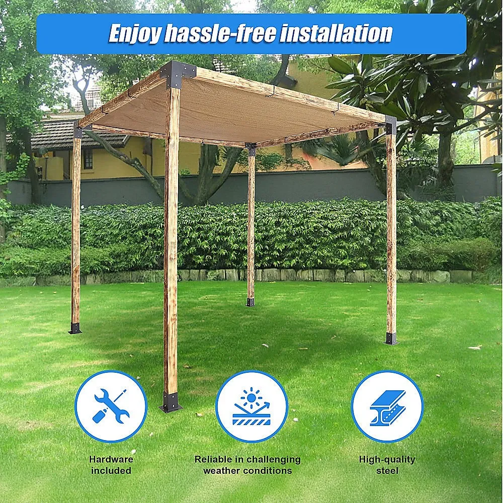 Durable Steel Pergola Brackets Set, Matte Black   Coffee Screen