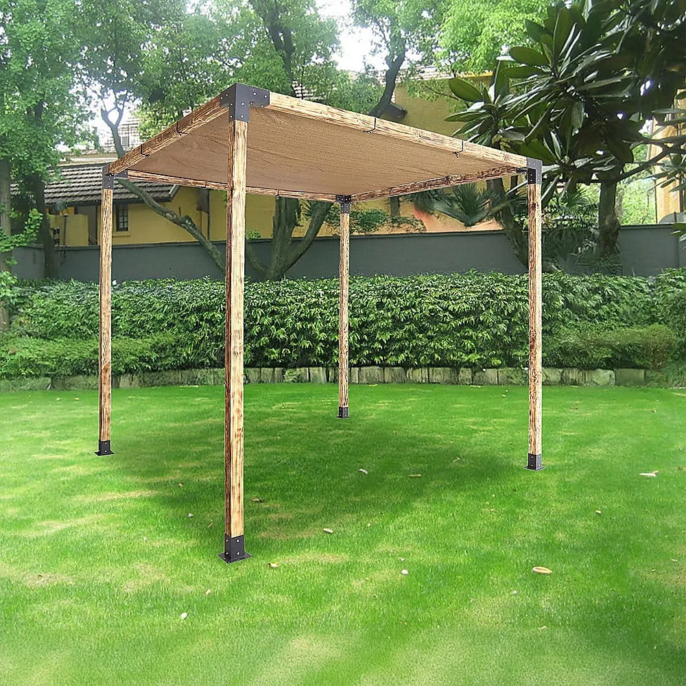 Durable Steel Pergola Brackets Set, Matte Black   Coffee Screen