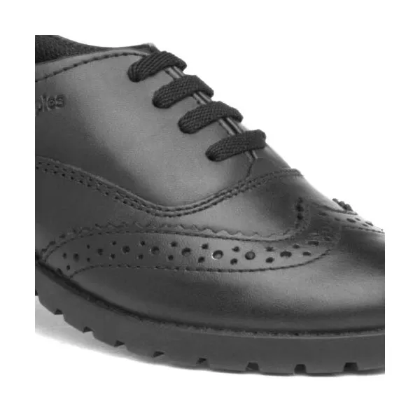 EADIE Girls Leather Oxford Shoes Black Patent