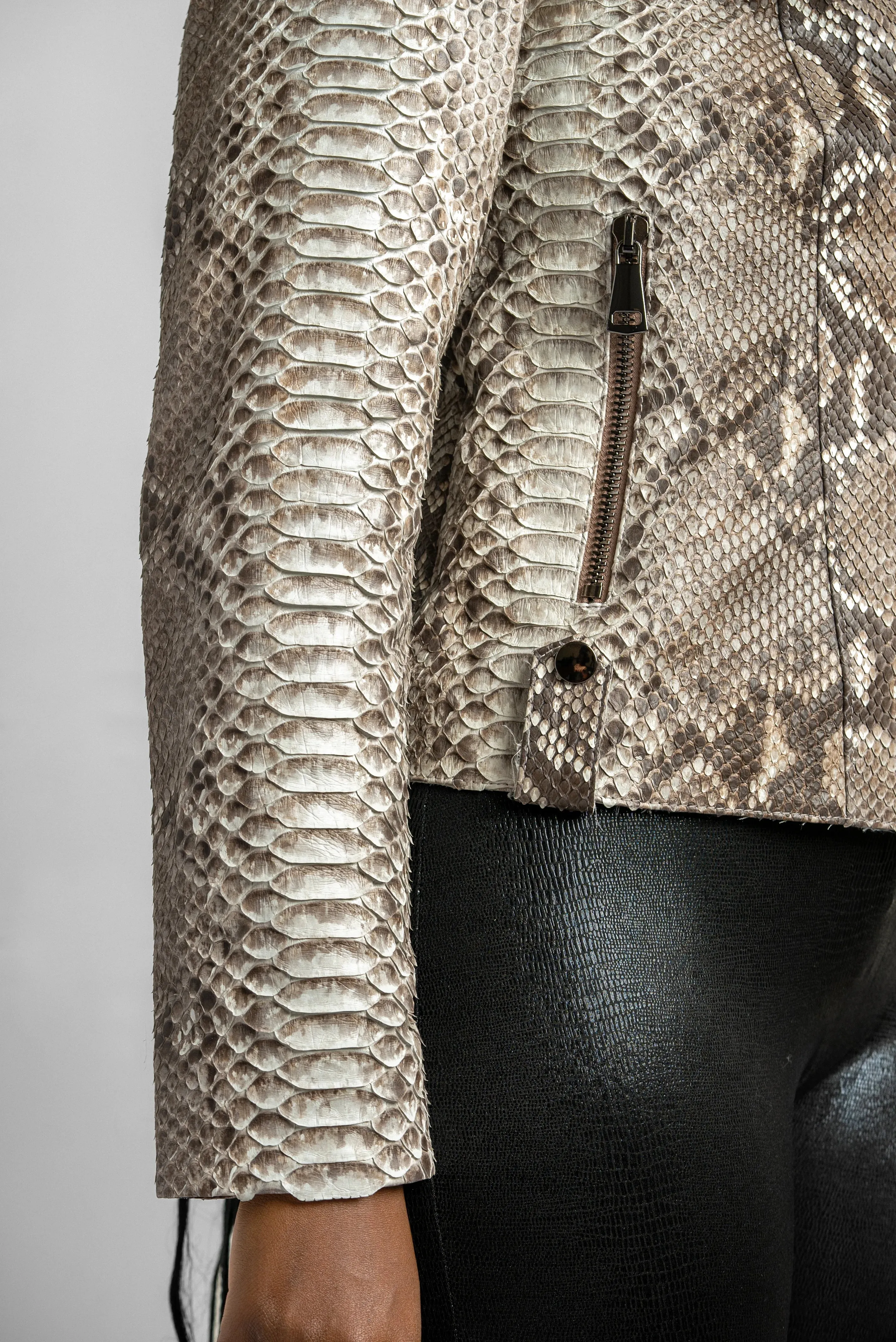 Exquisite Python & Mink Fur-Trimmed Jacket