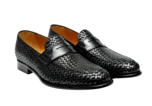 Filangieri - Black Leather Knitted Dress Loafer