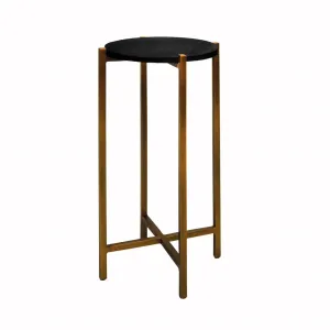 Fitz Antique Brass & Black Shagreen Cigar Table