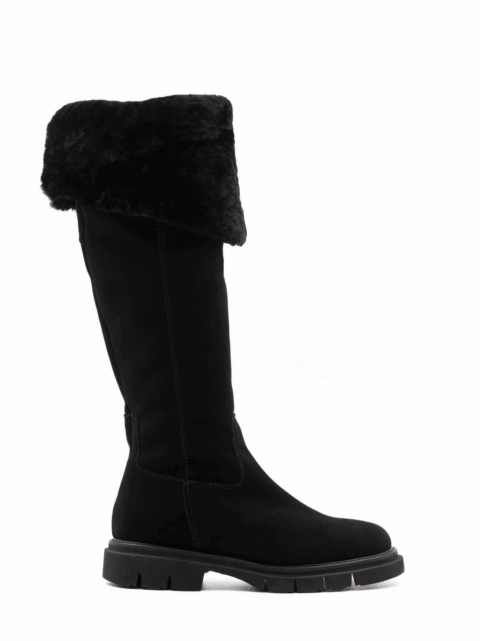 Isolde shearling-lined suede boots in black