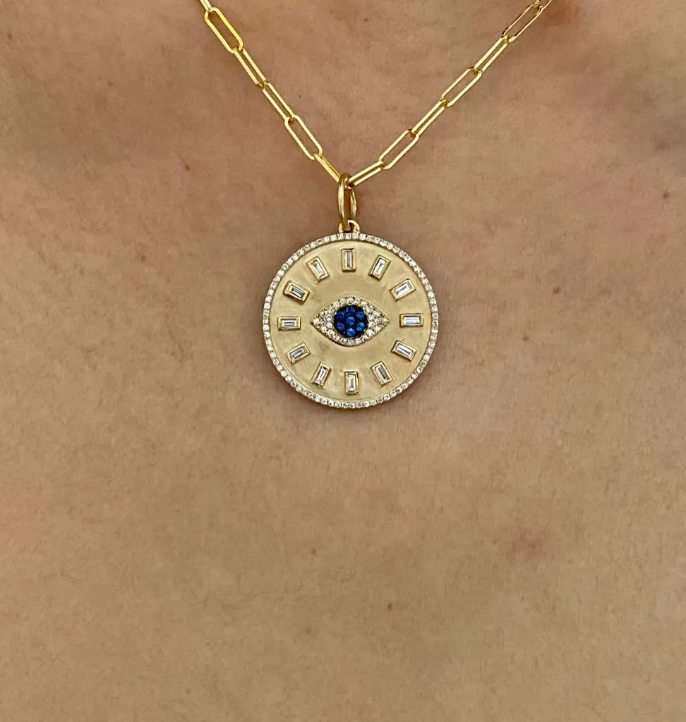 LARGE PEACE & PROTECTION BAGUETTE DIAMOND TALISMAN