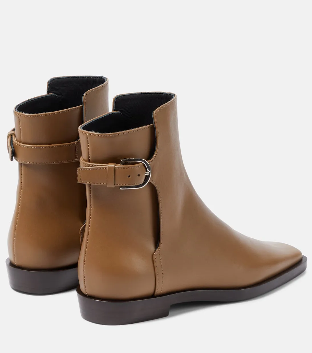 Leather ankle boots with Toteme belt, beige