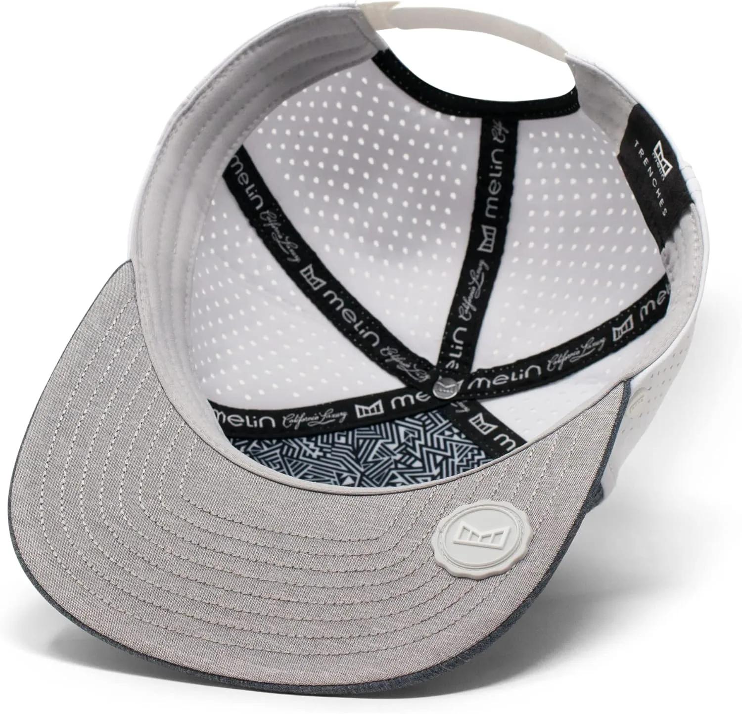 melin Trenches Icon Hydro, Performance Snapback Hat, Water-Resistant Flat Bill Caps for Men & Women, Golf, Running or Workout