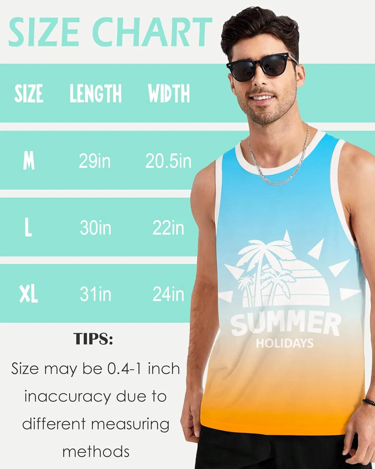 Mens Beach Tank Tops Sleeveless Shirts for Men Summer Hawaiian Graphic Mens Tank Top Workout Gym Shirts Palm Tree Tops