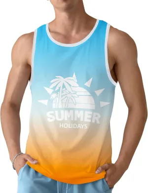 Mens Beach Tank Tops Sleeveless Shirts for Men Summer Hawaiian Graphic Mens Tank Top Workout Gym Shirts Palm Tree Tops