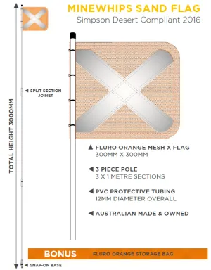 Minewhips 3m Sand Flag - Simpson Desert Compliant