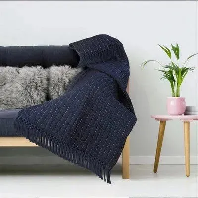 Navy and Off-White LR05291 Throw Blanket
