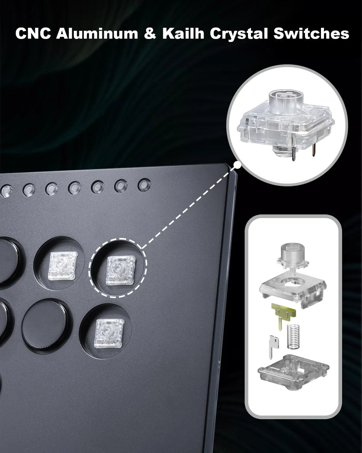 ONEED Haute42 Leverless Controller Arcade Stick: M16 Plus Black Aluminum Leverless Arcade Stick for PC/PS3/PS4/Switch Game,Crystal Low-Profile Switch Arcade Stick Support Hot Swap & SOCD