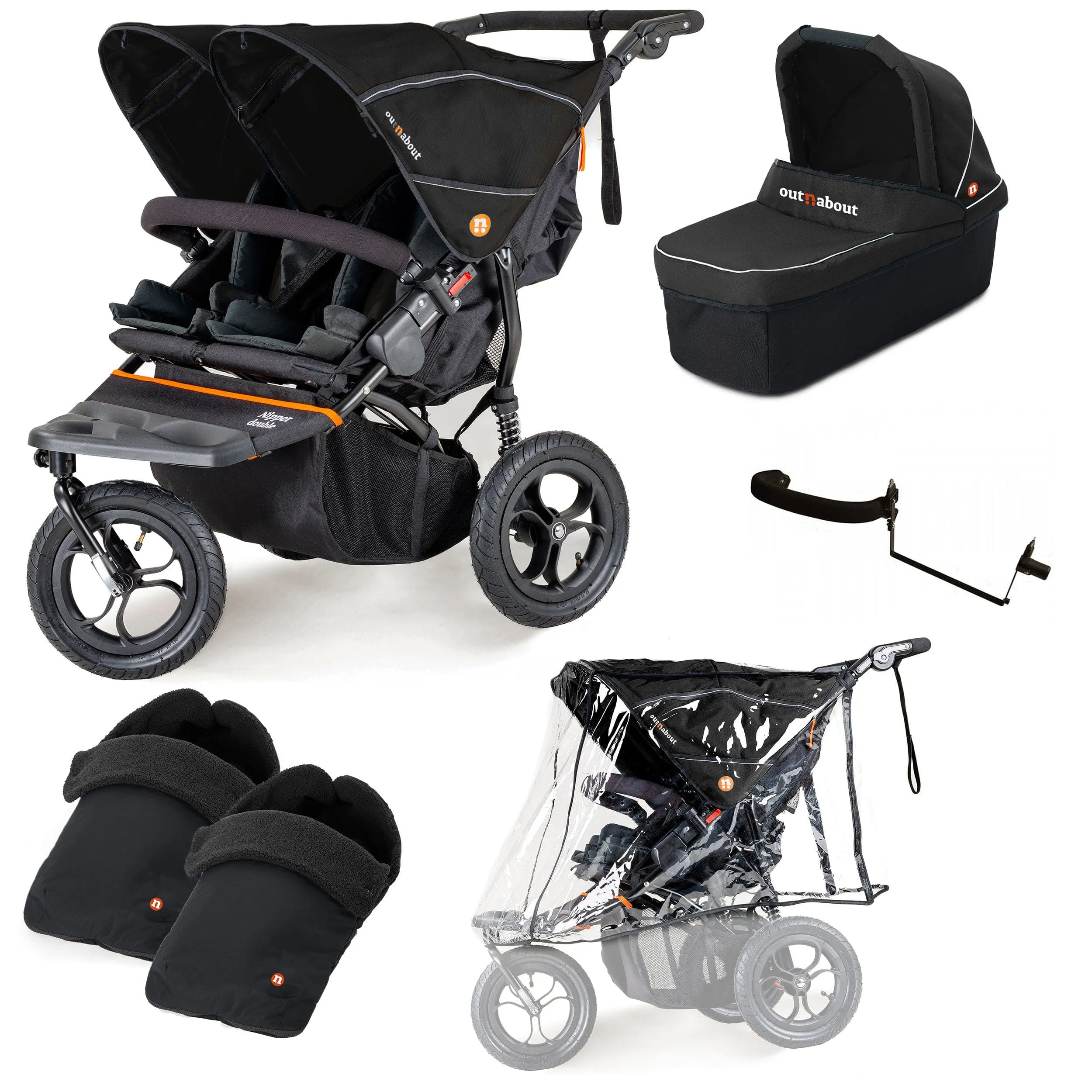 Out n About Nipper Double Duo Essentials Bundle in Summit Black