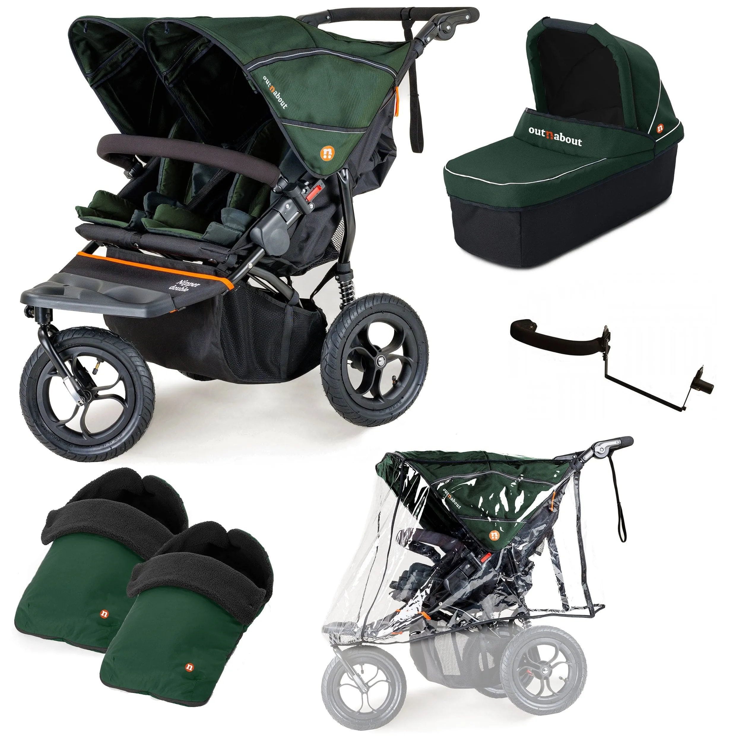 Out n About Nipper Double Duo Essentials Bundle in Sycamore Green