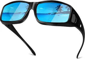Polarized Sunglasses Fit Over Glasses for Men Women, Wrap-around Driving Sunglasses 100% UV Protection