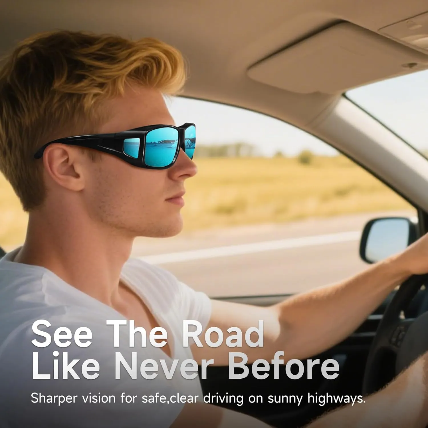 Polarized Sunglasses Fit Over Glasses for Men Women, Wrap-around Driving Sunglasses 100% UV Protection