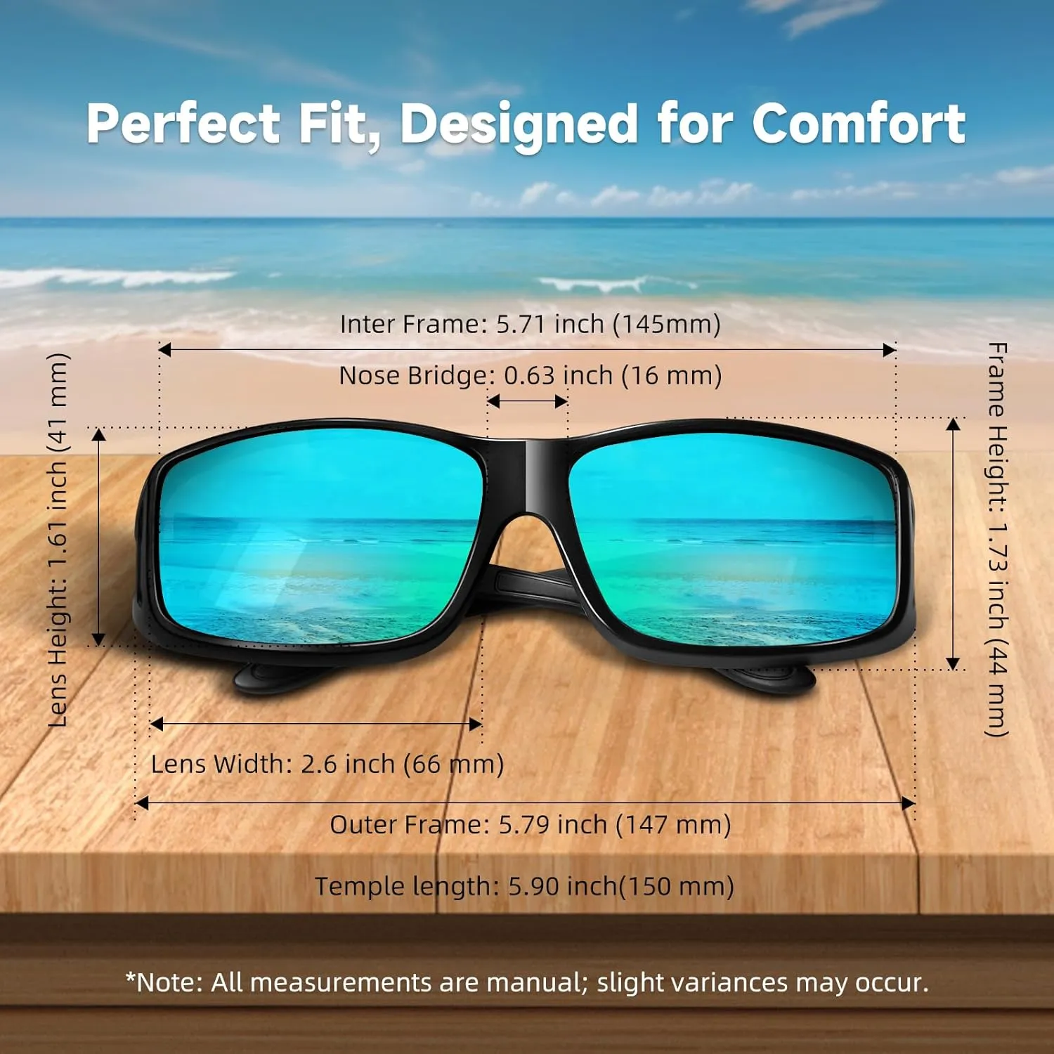 Polarized Sunglasses Fit Over Glasses for Men Women, Wrap-around Driving Sunglasses 100% UV Protection