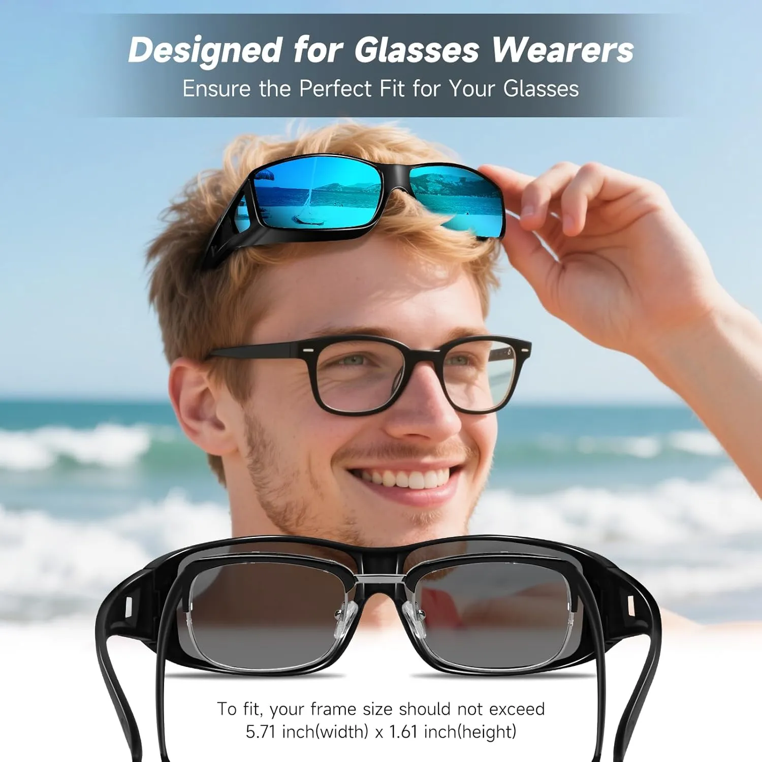 Polarized Sunglasses Fit Over Glasses for Men Women, Wrap-around Driving Sunglasses 100% UV Protection