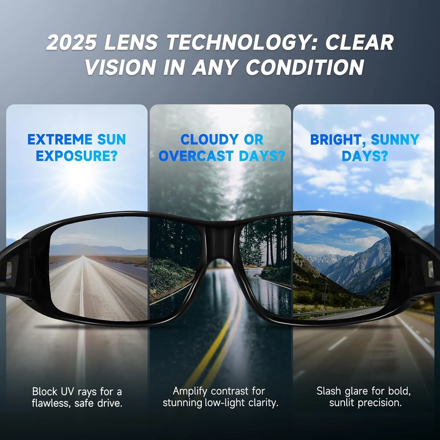 Polarized Sunglasses Fit Over Glasses for Men Women, Wrap-around Driving Sunglasses 100% UV Protection