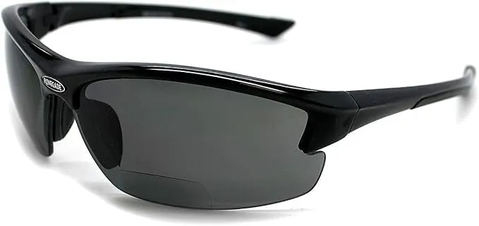 Renegade Patented Bifocal Polarized Reader Half Rim Men's Fishing Sunglasses 100% UV Protection with Microfiber Bag (Black Frame, Grey Lens - 613649, Bifocal  2.50)
