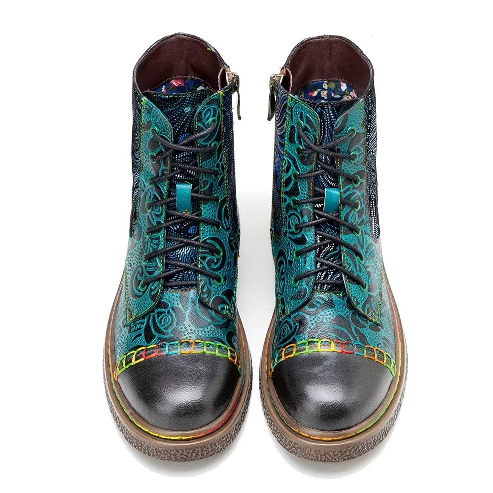 RetroChic Zipper Studded Ankle Boots