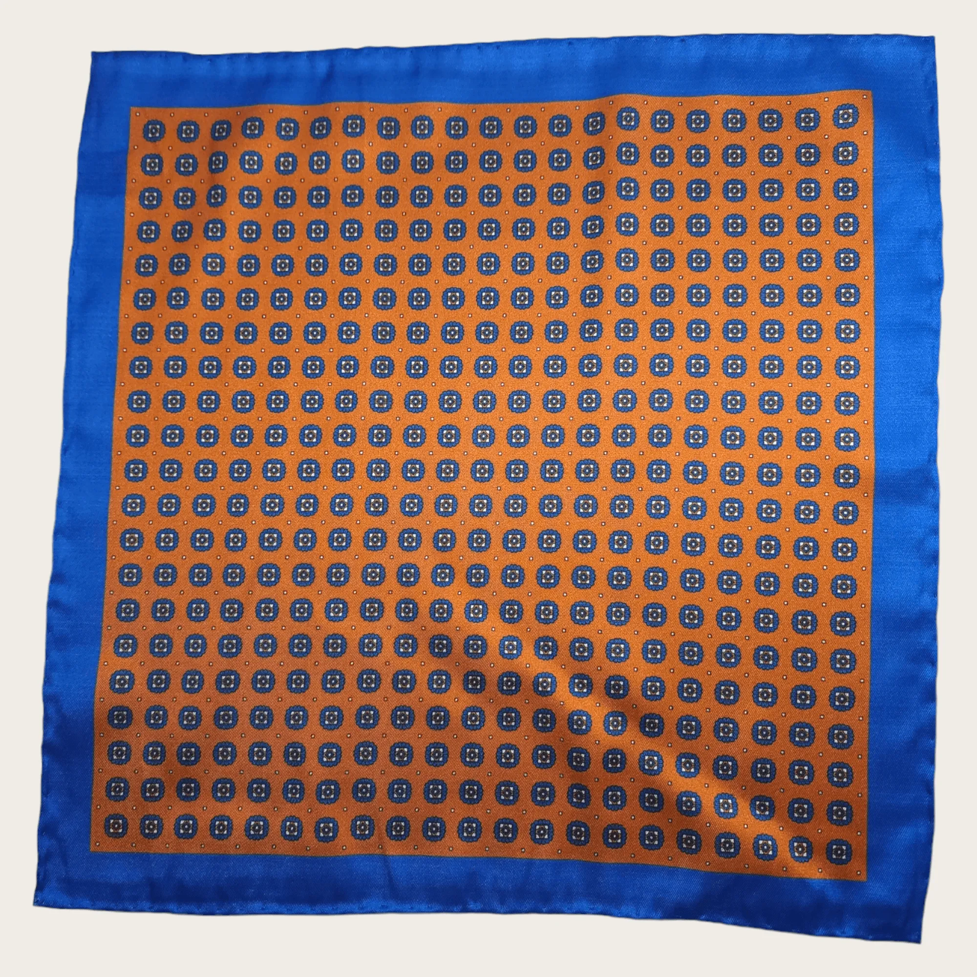 Royal Blue Orange Dot Stylish and Elegant Silk Pocket Square