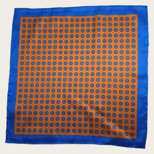 Royal Blue Orange Dot Stylish and Elegant Silk Pocket Square
